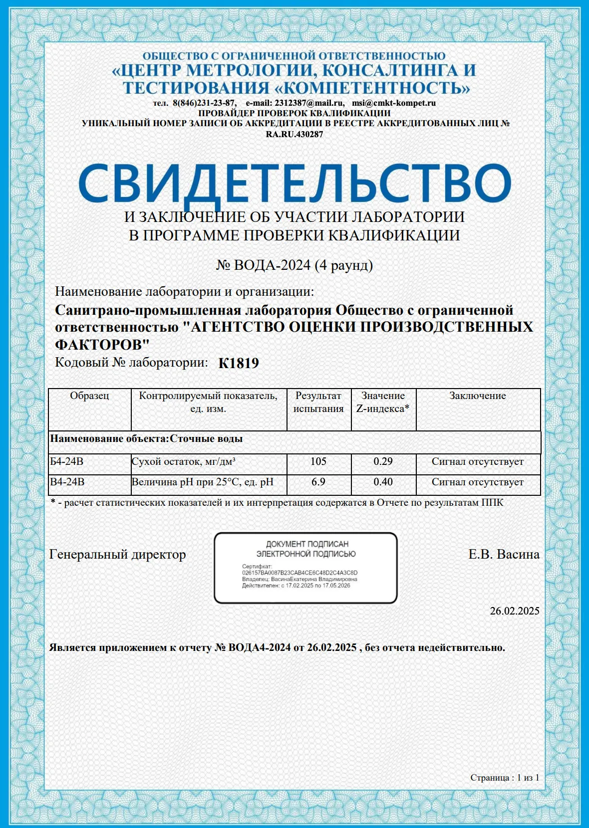 Свидетельство МСИ 2024